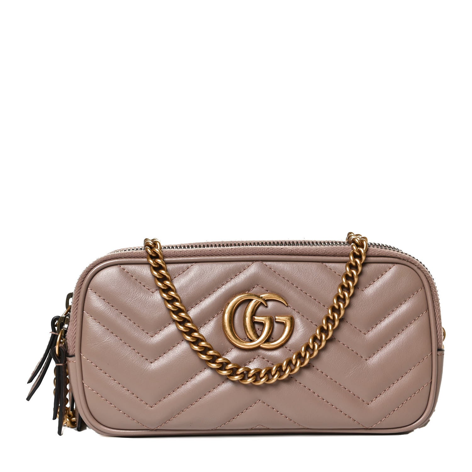 Gucci Calfskin Matelasse Mini GG Marmont Chain Crossbody Bag Porcelain Rose 1 of 9