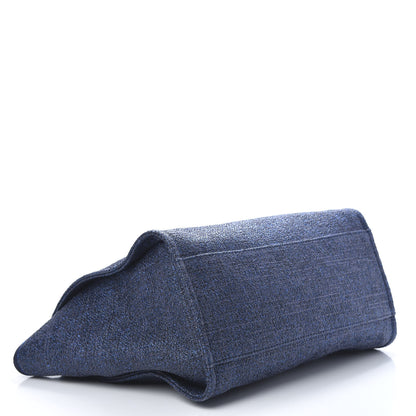 Chanel Lurex Canvas Medium Deauville Tote Navy Blue 3 of 9