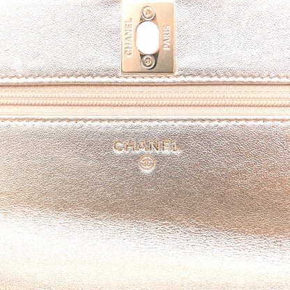 Chanel Metallic Lambskin Quilted Trendy CC Wallet On Chain WOC Gold 6 of 12