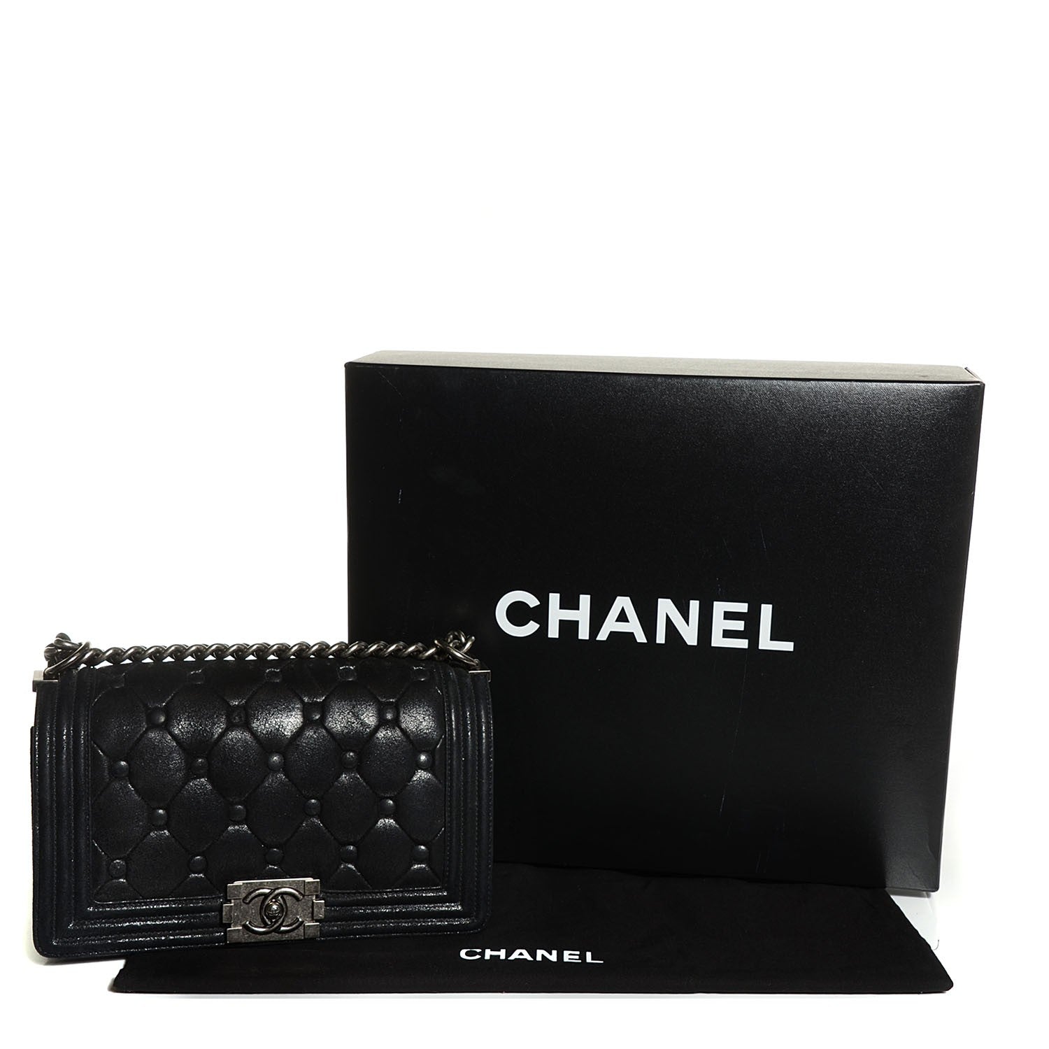 Chanel Goatskin Chesterfield Quilted Medium Celtic Boy Flap Black 5 of 9