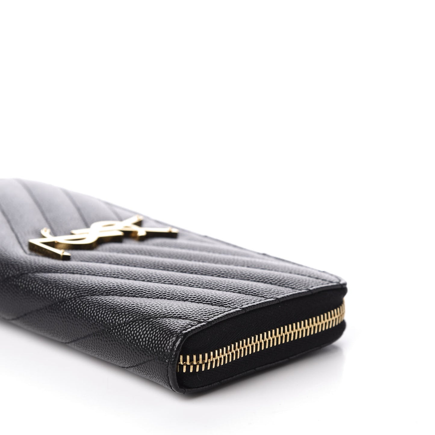 Grain De Poudre Matelasse Chevron Monogram Zip Around Wallet Black