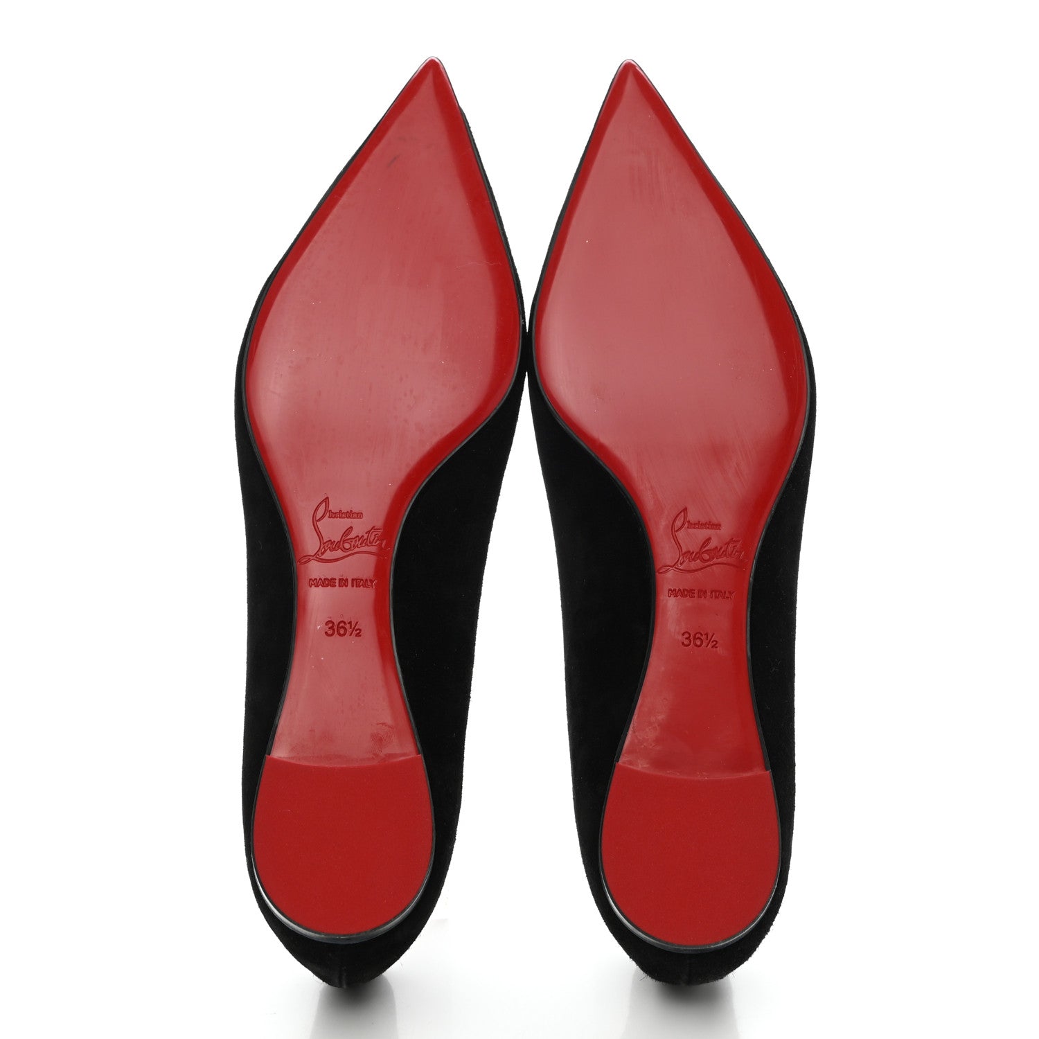 Christian Louboutin Suede Specchio CL Pump Flats 36.5 Black Gold 5 of 8