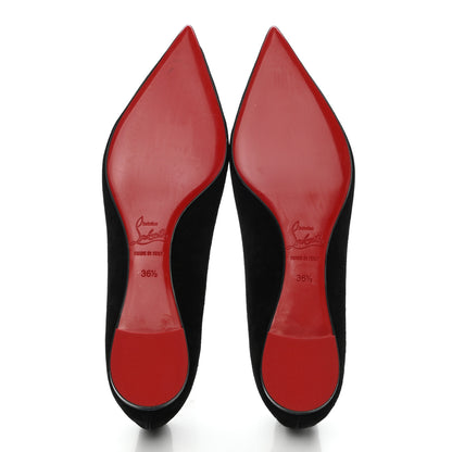 Christian Louboutin Suede Specchio CL Pump Flats 36.5 Black Gold 5 of 8
