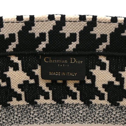 Christian Dior Canvas Houndstooth Embroidered Medium Book Tote Black White 6 of 10