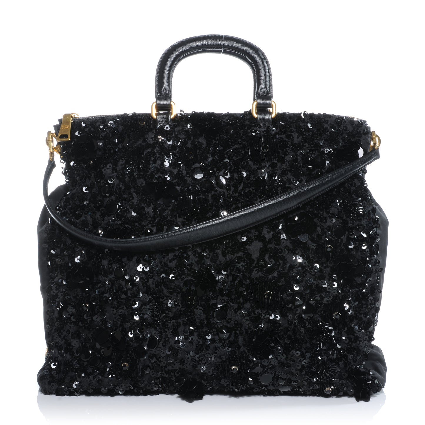 Nylon Sequin Tote Black