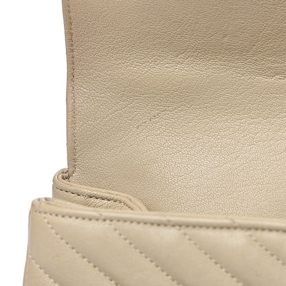 Saint Laurent Sheepskin Matelasse Chevron Monogram Large College Satchel Beige 8 of 14
