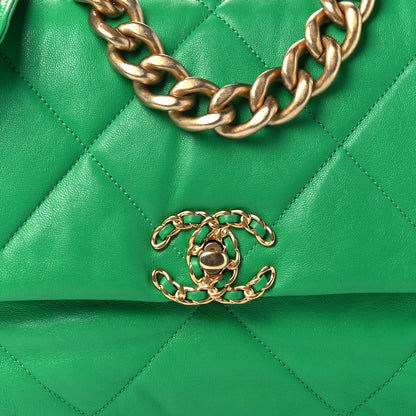 Chanel Goatskin Quilted Large Chanel 19 Flap Green 8 of 10
