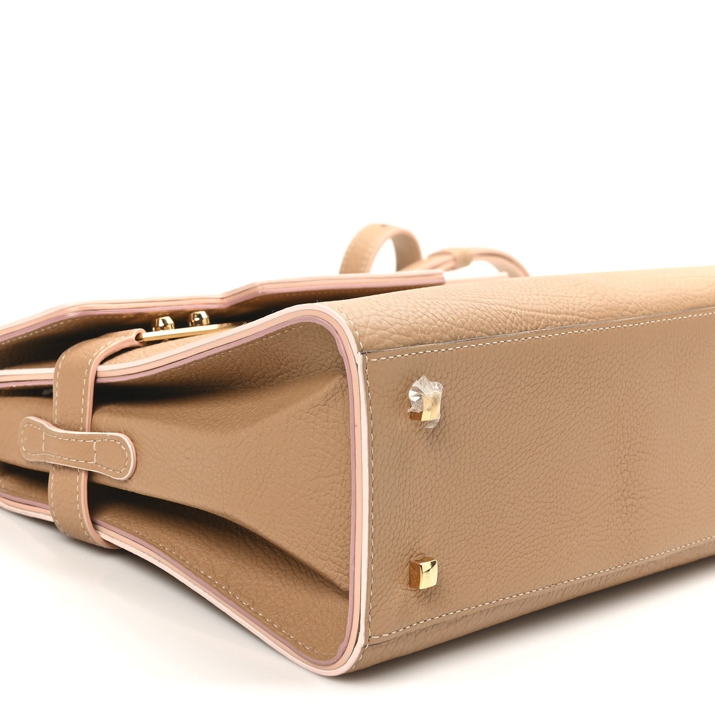 Crispy Calfskin MM Tempete Satchel Beige