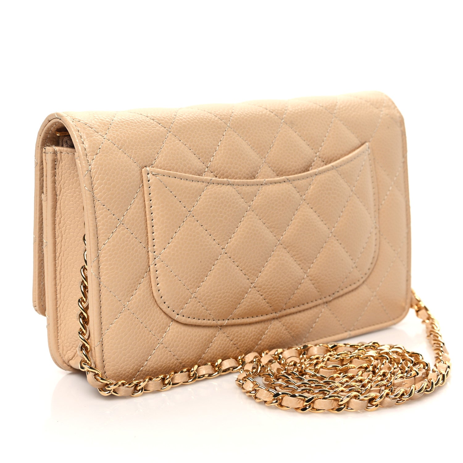 Chanel Caviar Quilted Wallet on Chain WOC Beige 3 of 12