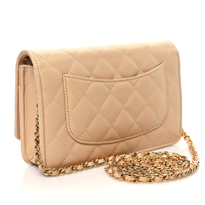 Chanel Caviar Quilted Wallet on Chain WOC Beige 3 of 12
