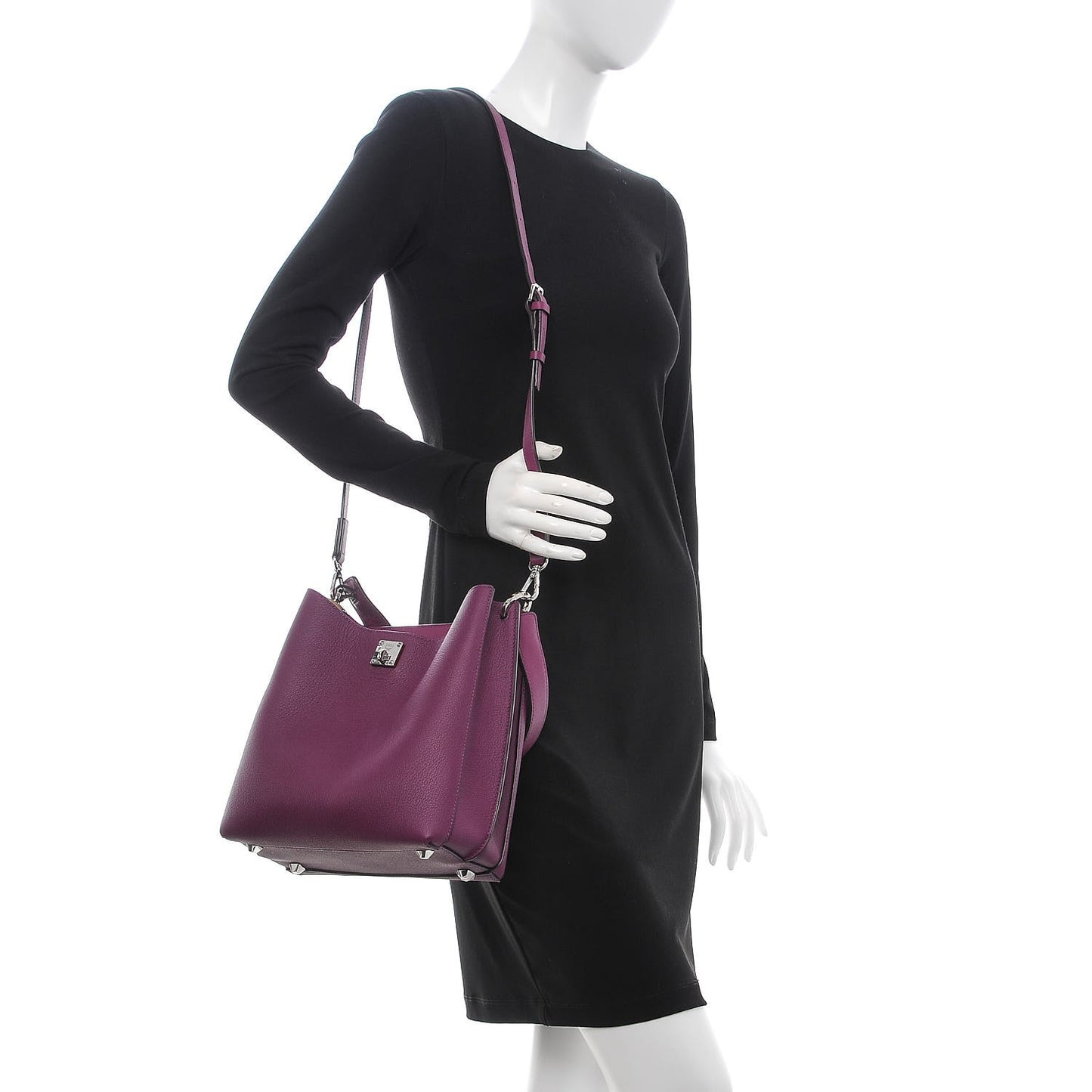 Grained Calfskin Medium Milla Hobo Purple