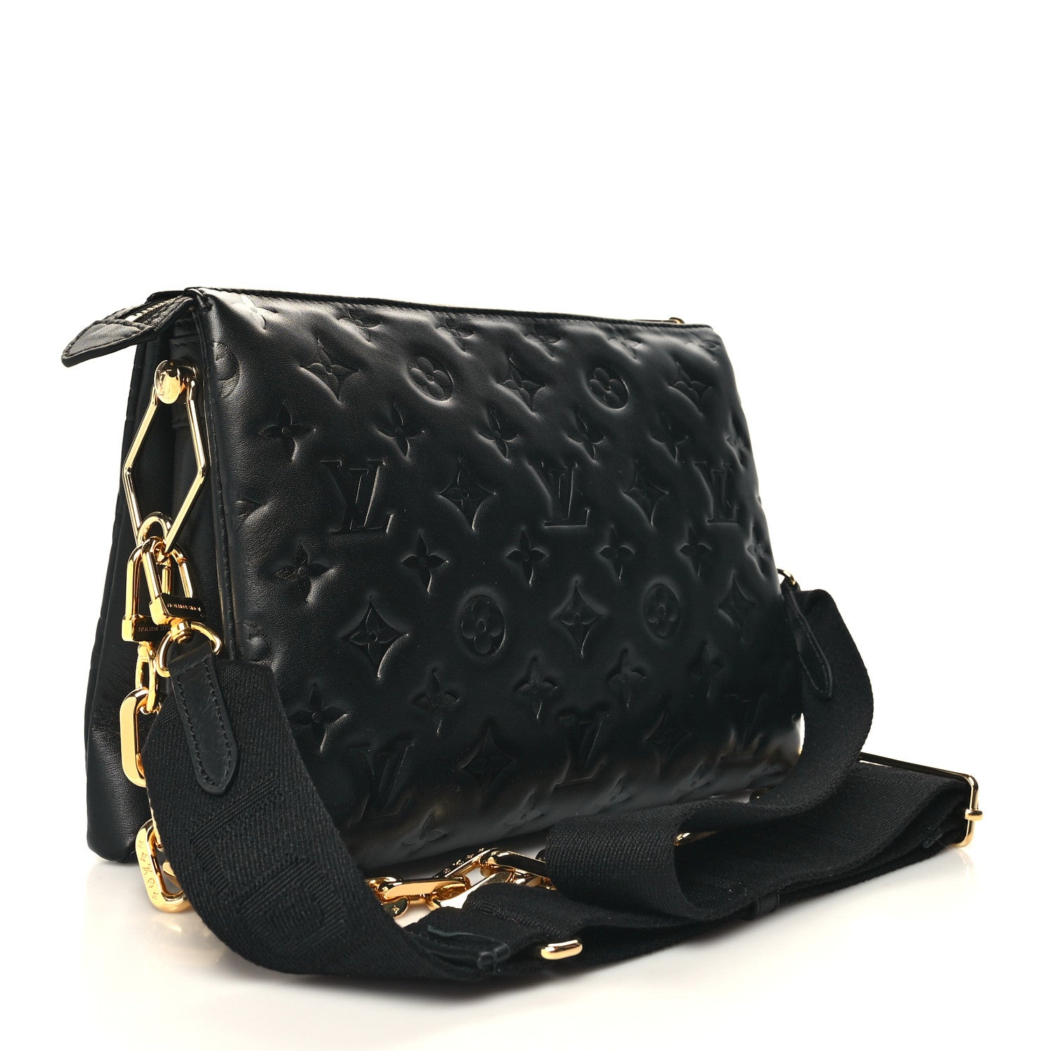 Louis Vuitton Lambskin Embossed Monogram Coussin PM Black 3 of 11