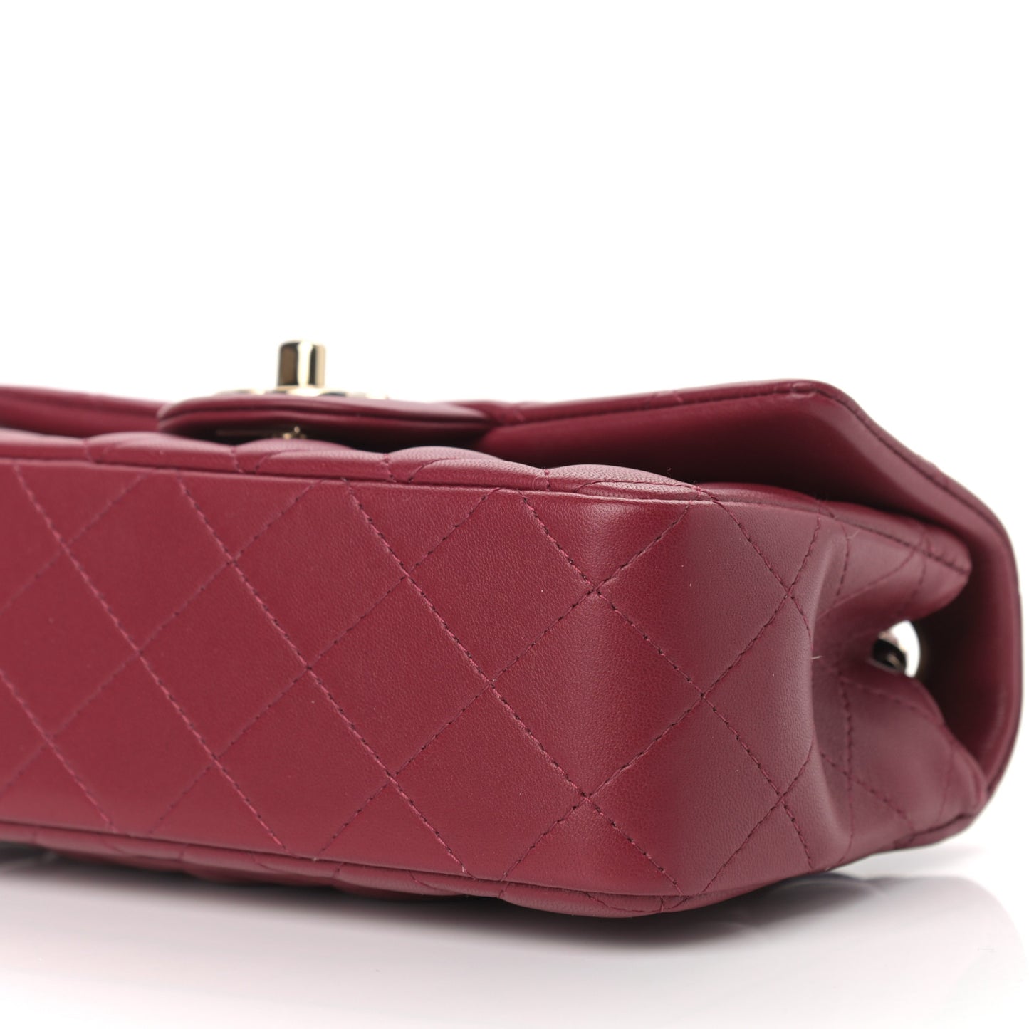 Lambskin Quilted Mini Rectangular Flap Burgundy