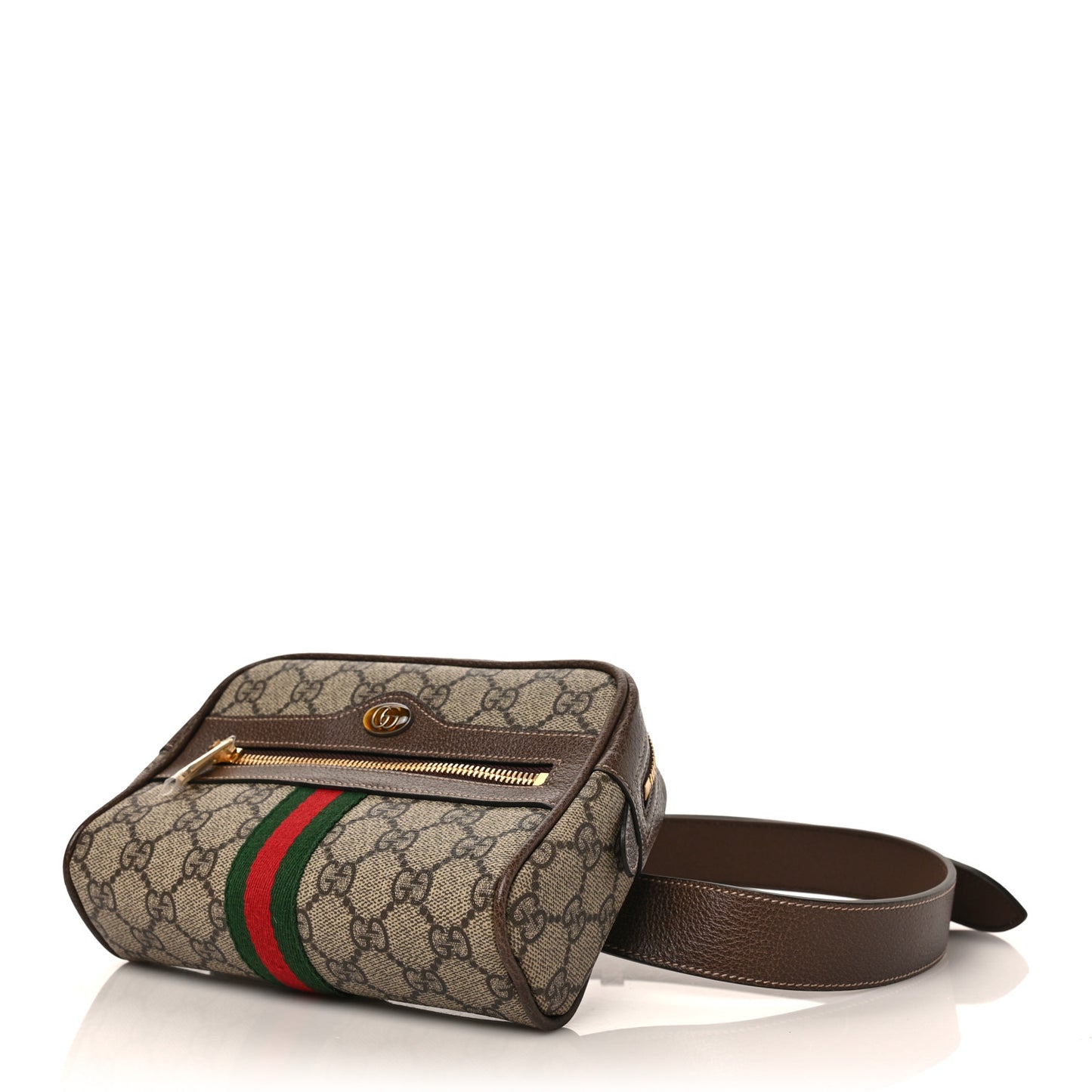 GG Supreme Monogram Web Small Ophidia Belt Bag 85 34 Dark Brown