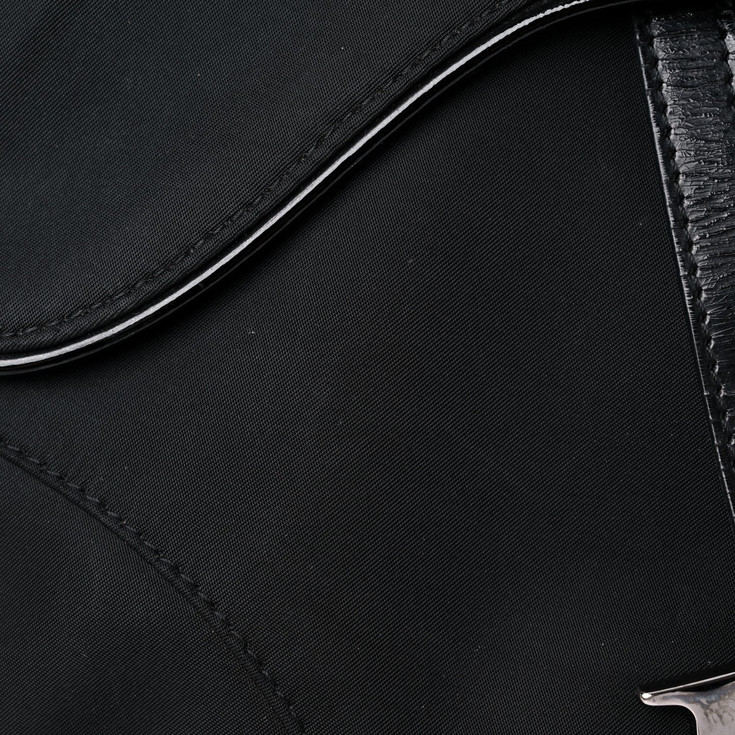 Canvas Patent Calfskin Saddle Bag Black