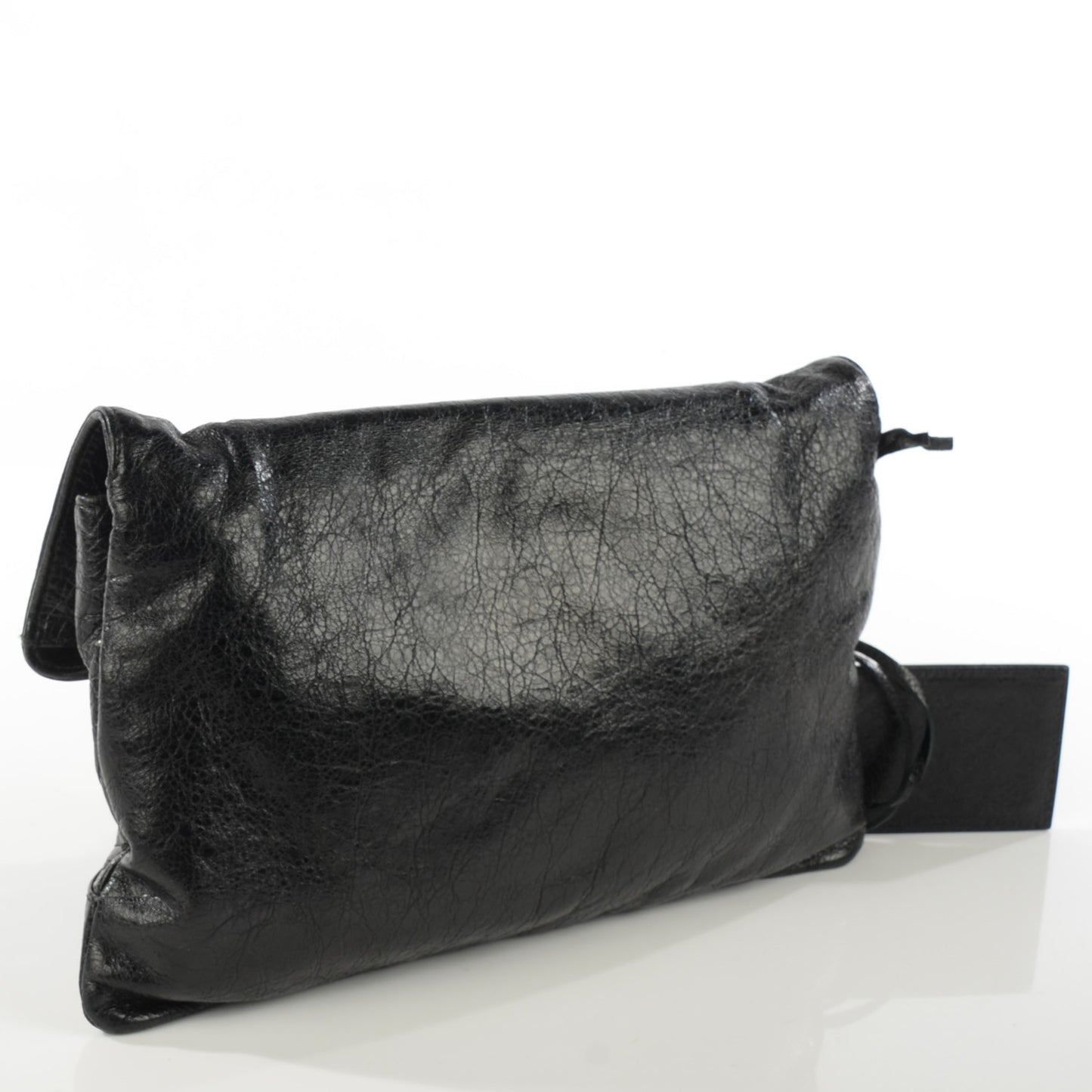 Agneau Classic Hardware Envelope Strap Clutch Black