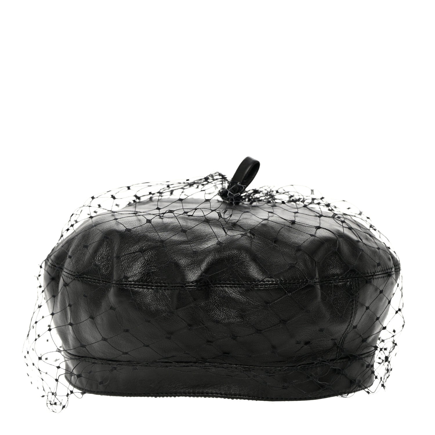 Christian Dior Lambskin Arty Beret Cap with Veil 56 Black 1 of 11