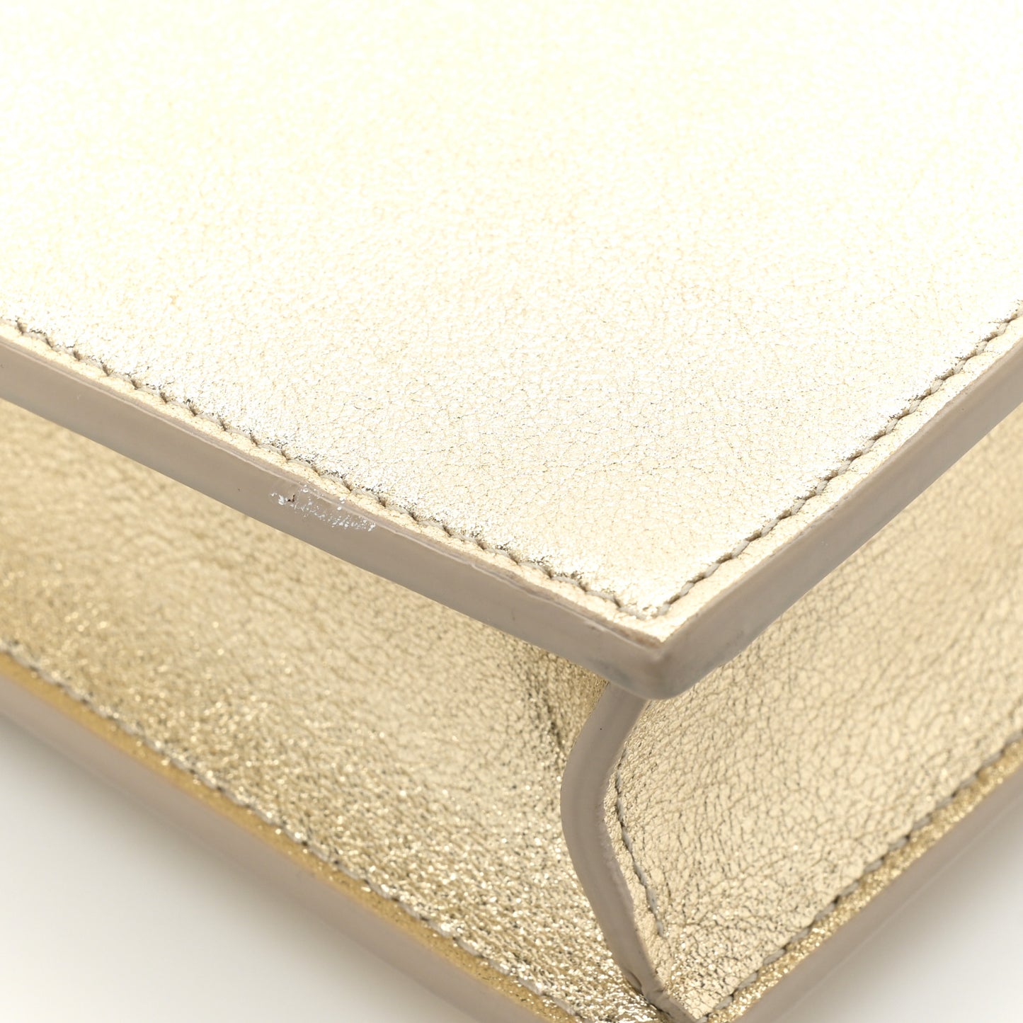 Metallic Calfskin Monogram Envelope Chain Wallet Gold