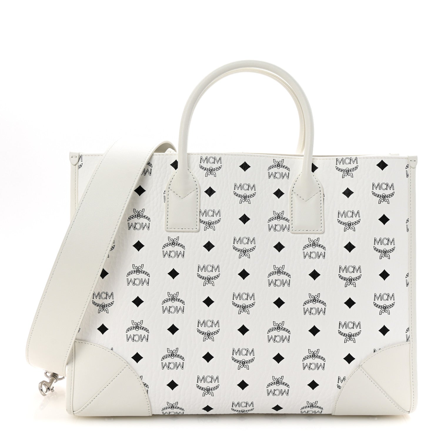 MCM Visetos Large Munchen Tote White 3 of 10