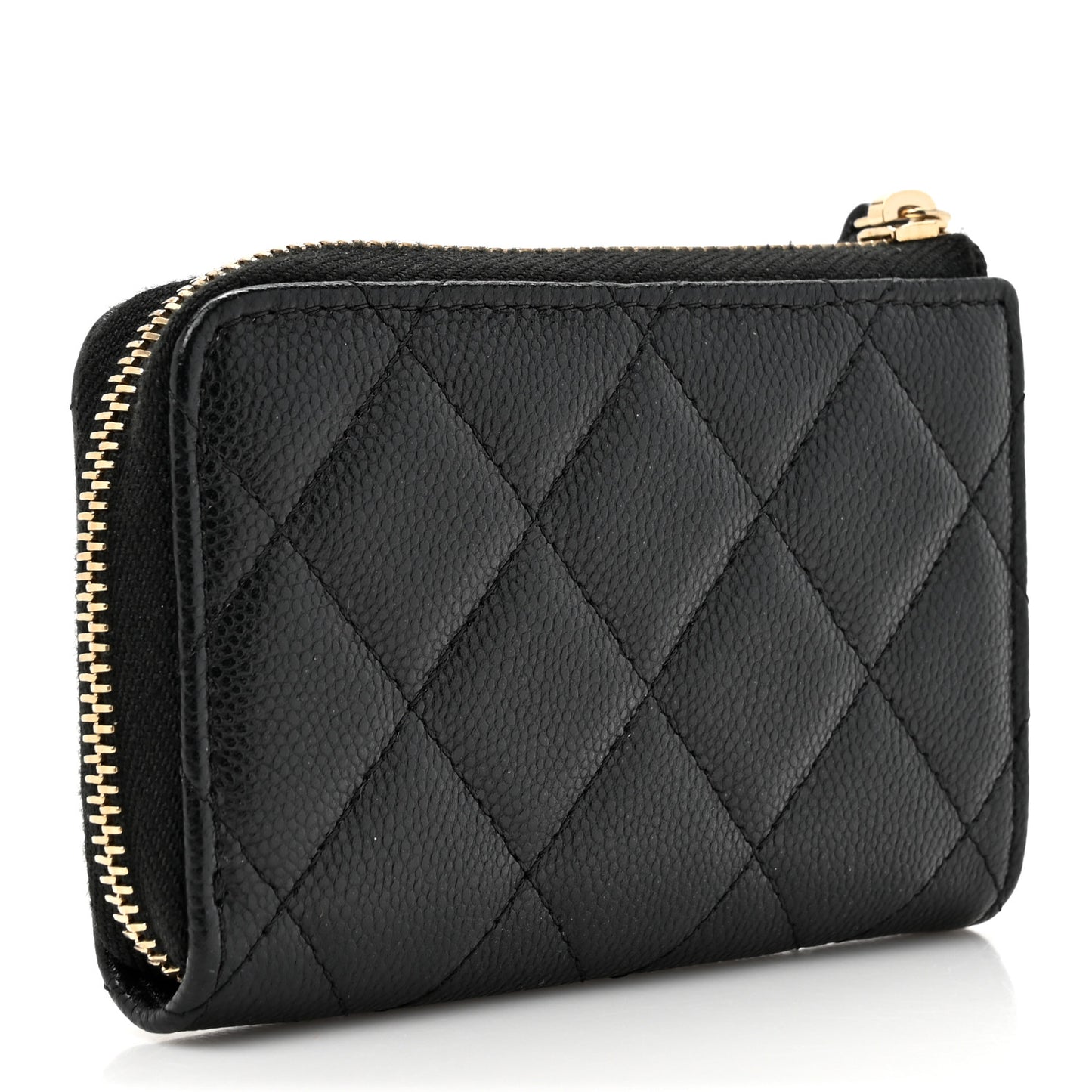 Caviar Quilted Zipped Key Holder Case Black