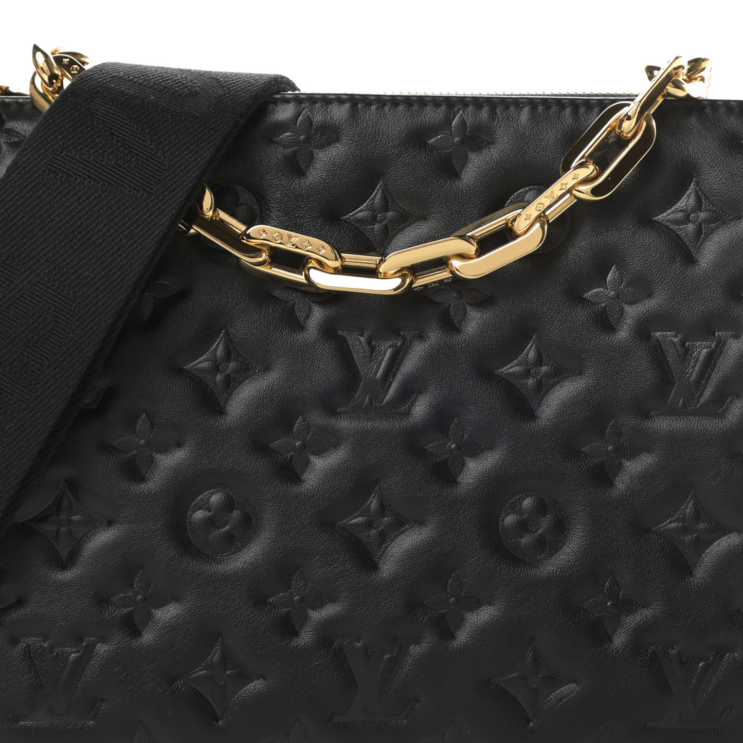 Lambskin Embossed Monogram Coussin PM Black