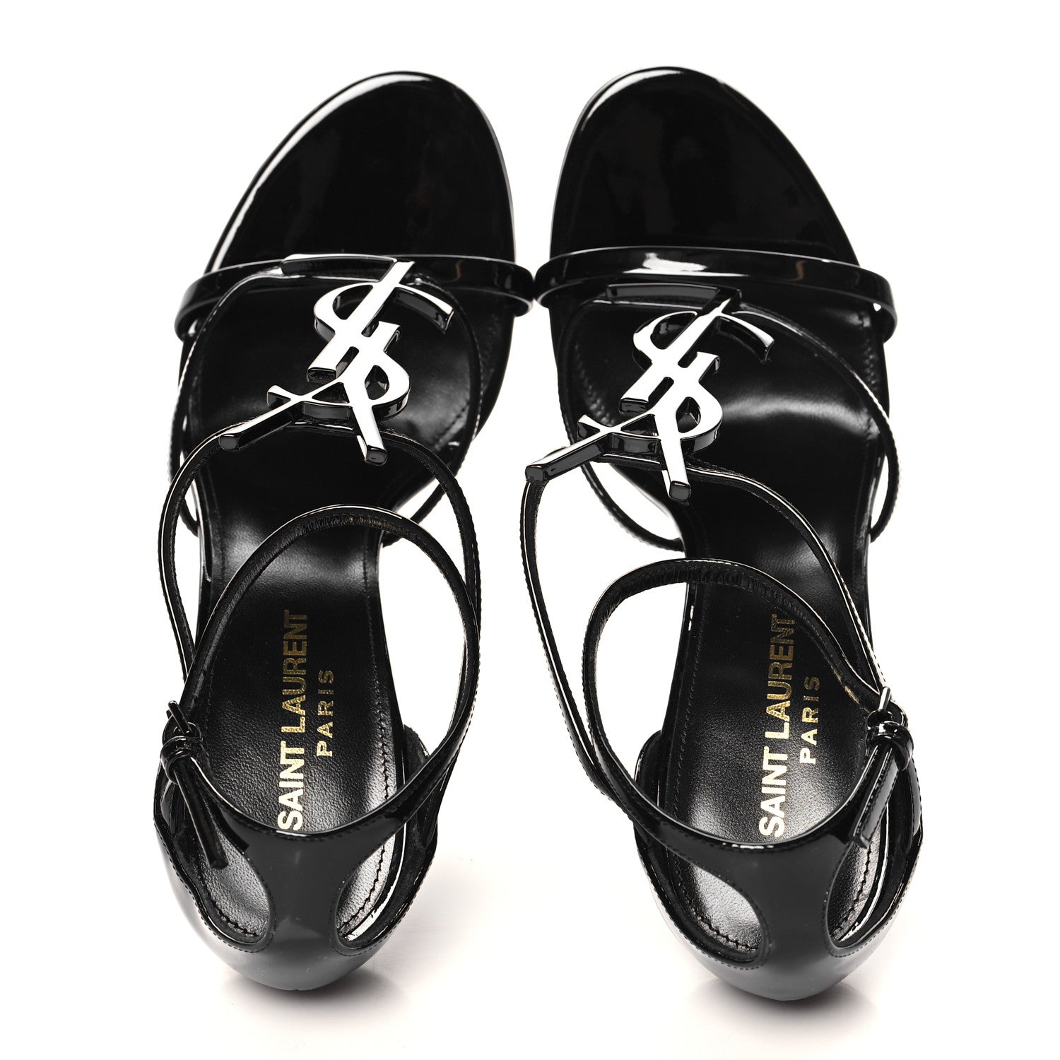 Saint Laurent Patent Cassandra 100 Sandals 38 Black 2 of 9