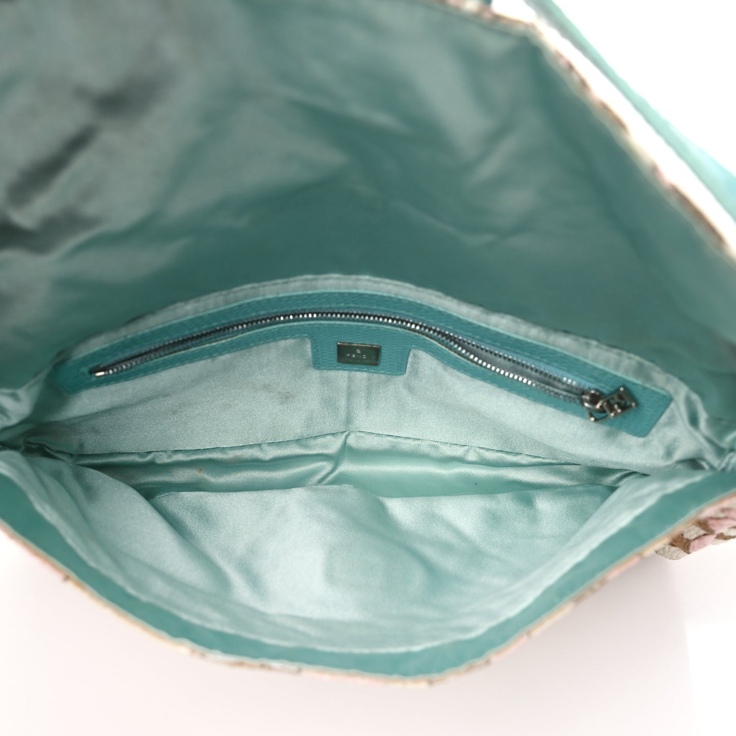Fabric Lizard Crystal Embroidered Baguette Celeste