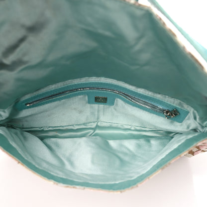 Fendi Fabric Lizard Crystal Embroidered Baguette Celeste 5 of 12