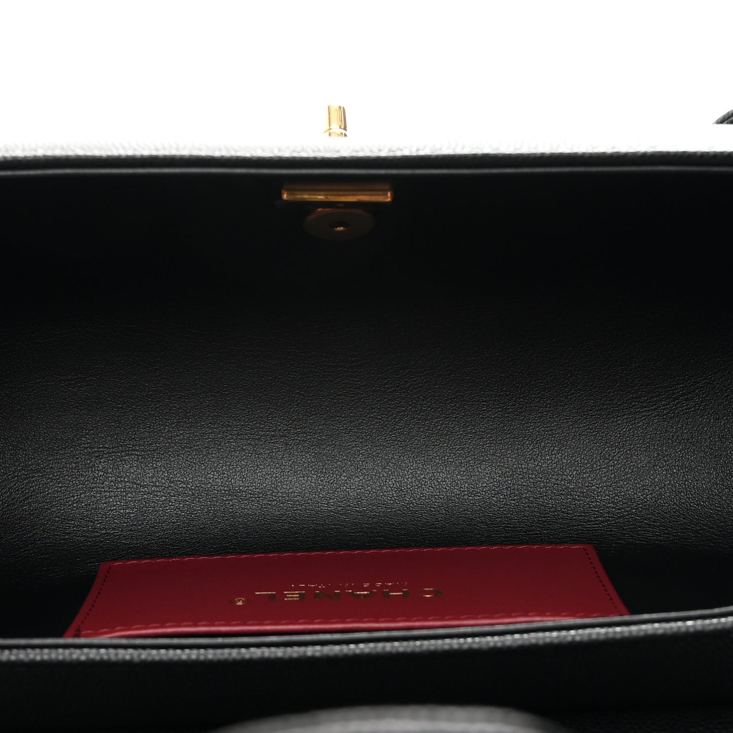 Shiny Caviar Preppy Coco Small Bowling Bag Black
