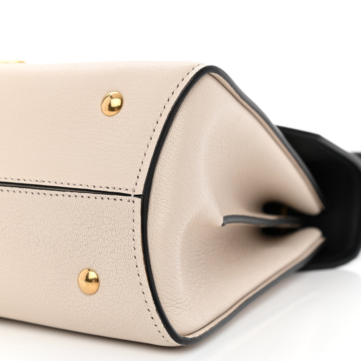 Calfskin Small Margot Top Handle Satchel Bone Black