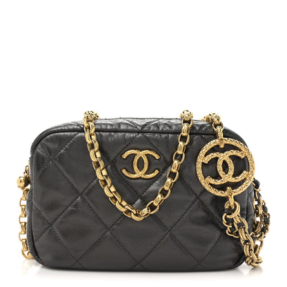 Chanel Metallic Calfskin Pearl Quilted CC Mini Camera Case Ruthenium 1 of 11
