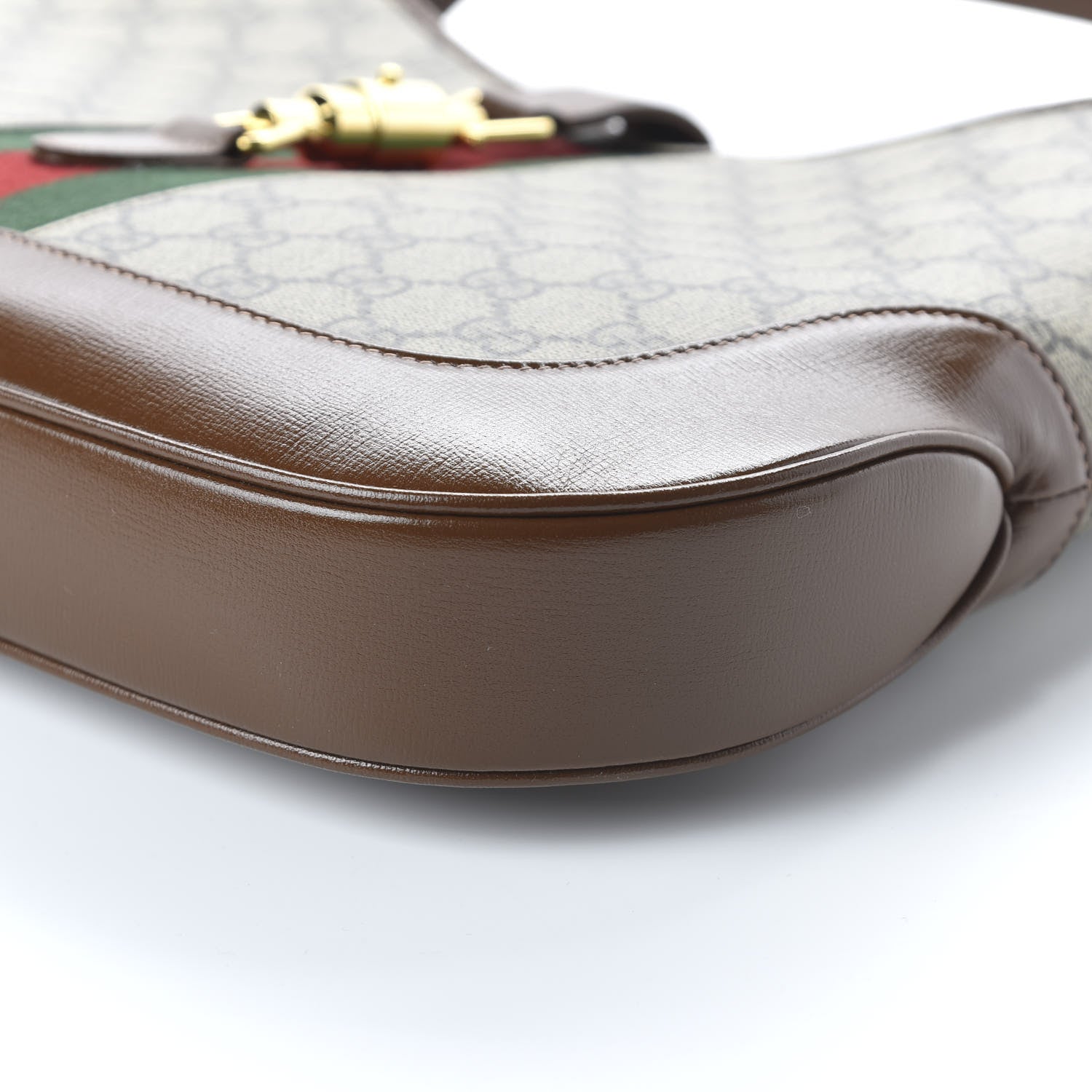 Gucci GG Supreme Monogram Azalea Calfskin Web Medium Jackie 1961 Hobo Beige Ebony Brown Sugar 7 of 10