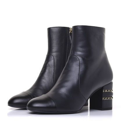 Chanel Lambskin Double Stack Chain Cap Toe Boots 39 Navy 2 of 15