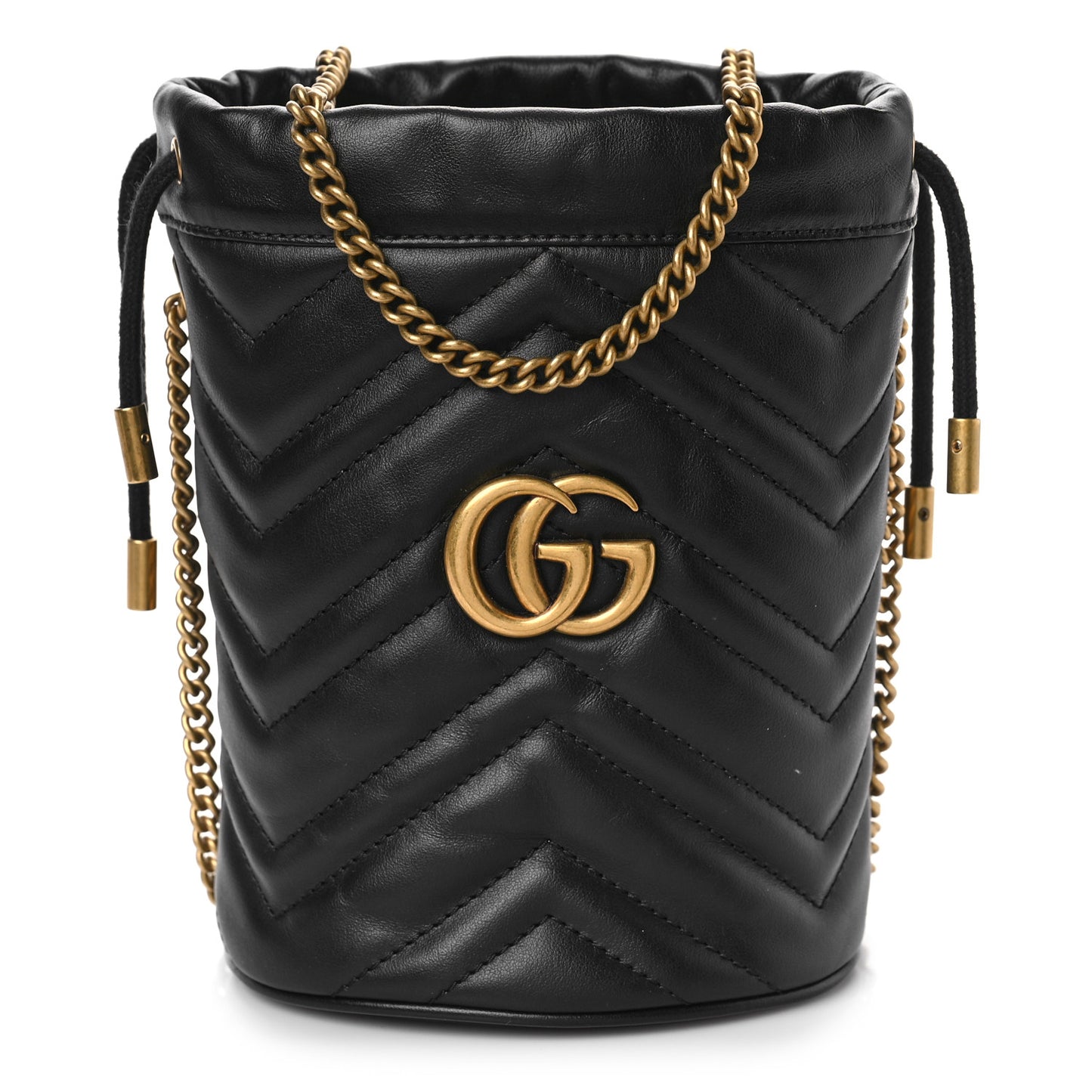 Calfskin Matelasse Mini GG Marmont 2.0 Bucket Bag Black