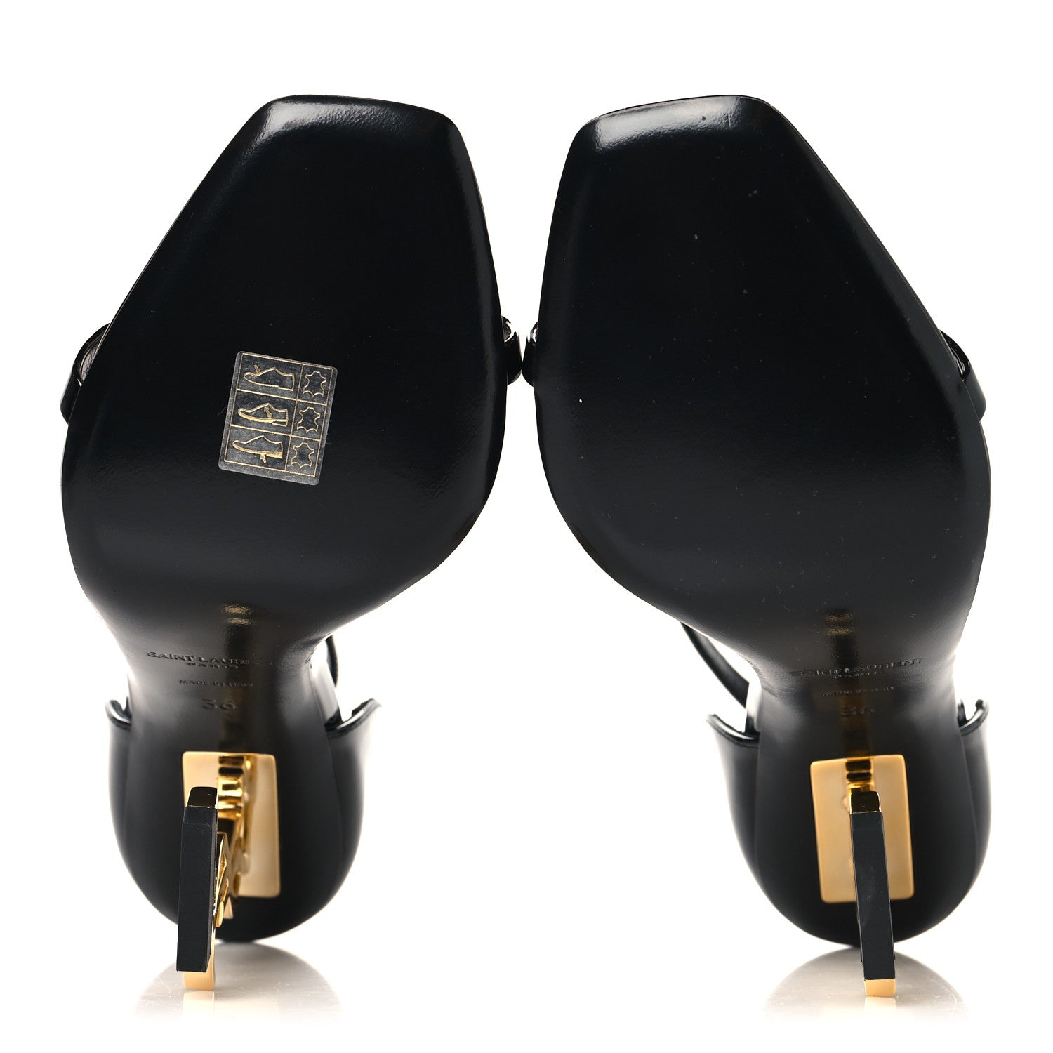 Saint Laurent Patent Calfskin Opyum 110 Sandals 36 Black Gold 6 of 10