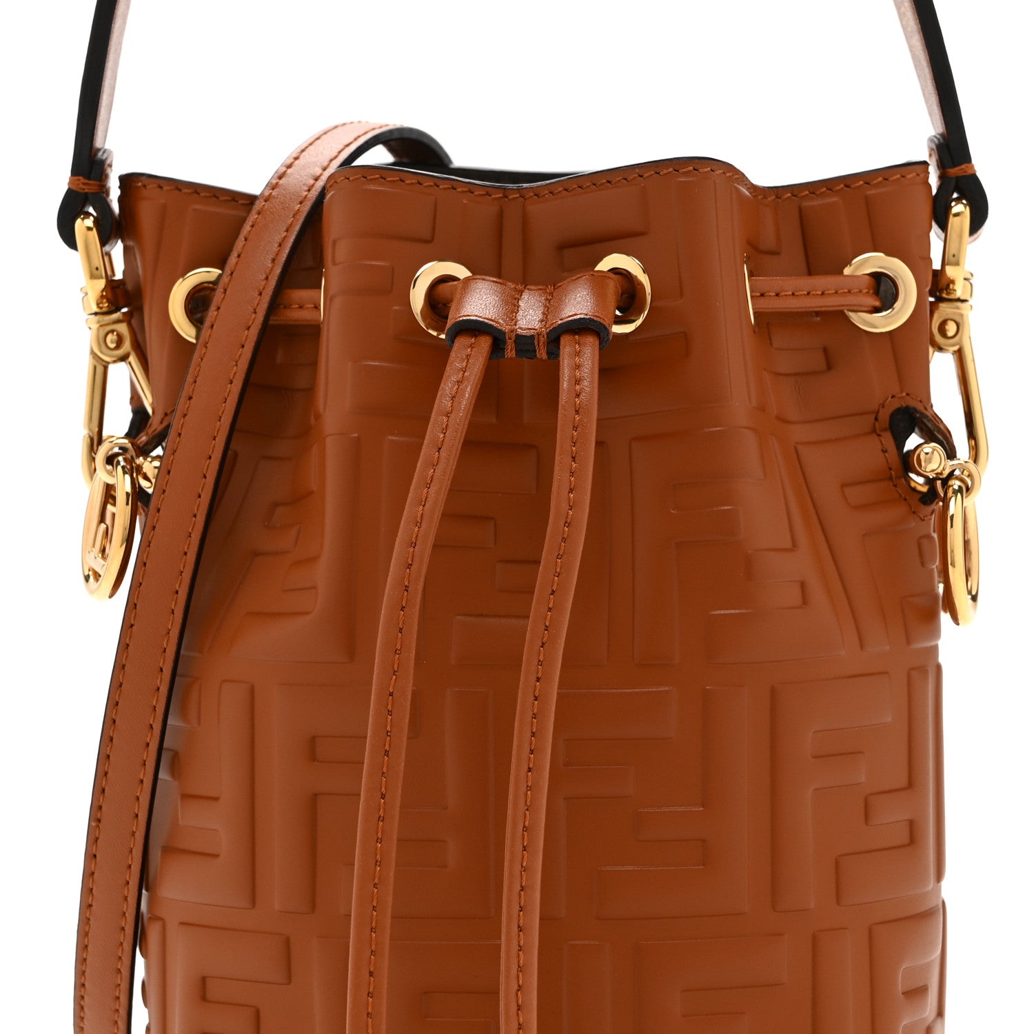 Fendi Vitello Liberty F is Fendi FF 1974 Embossed Mini Mon Tresor Bucket Bag Brandy 9 of 11