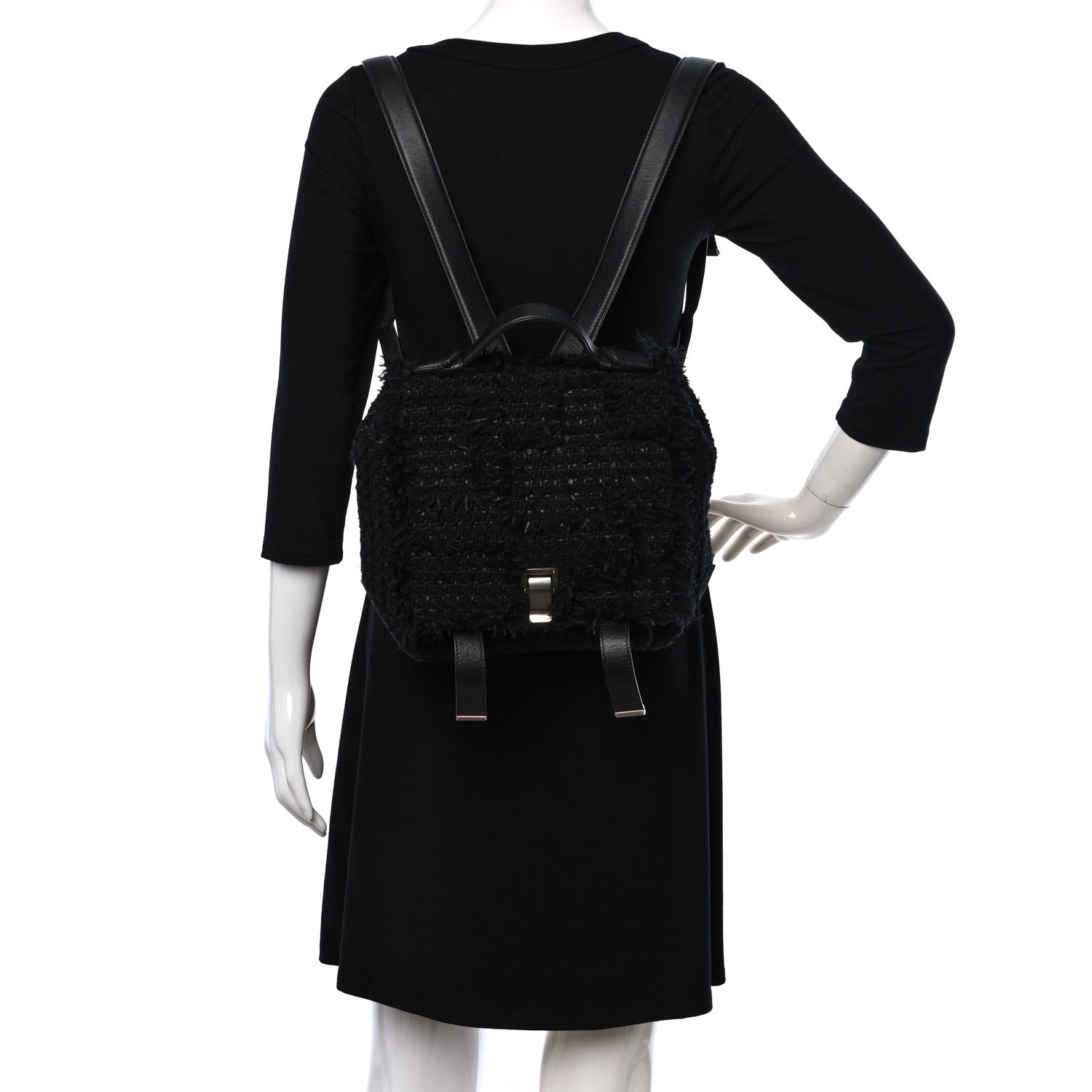 Proenza Schouler Tweed Calfskin Small PS Courier Backpack Black 2 of 8