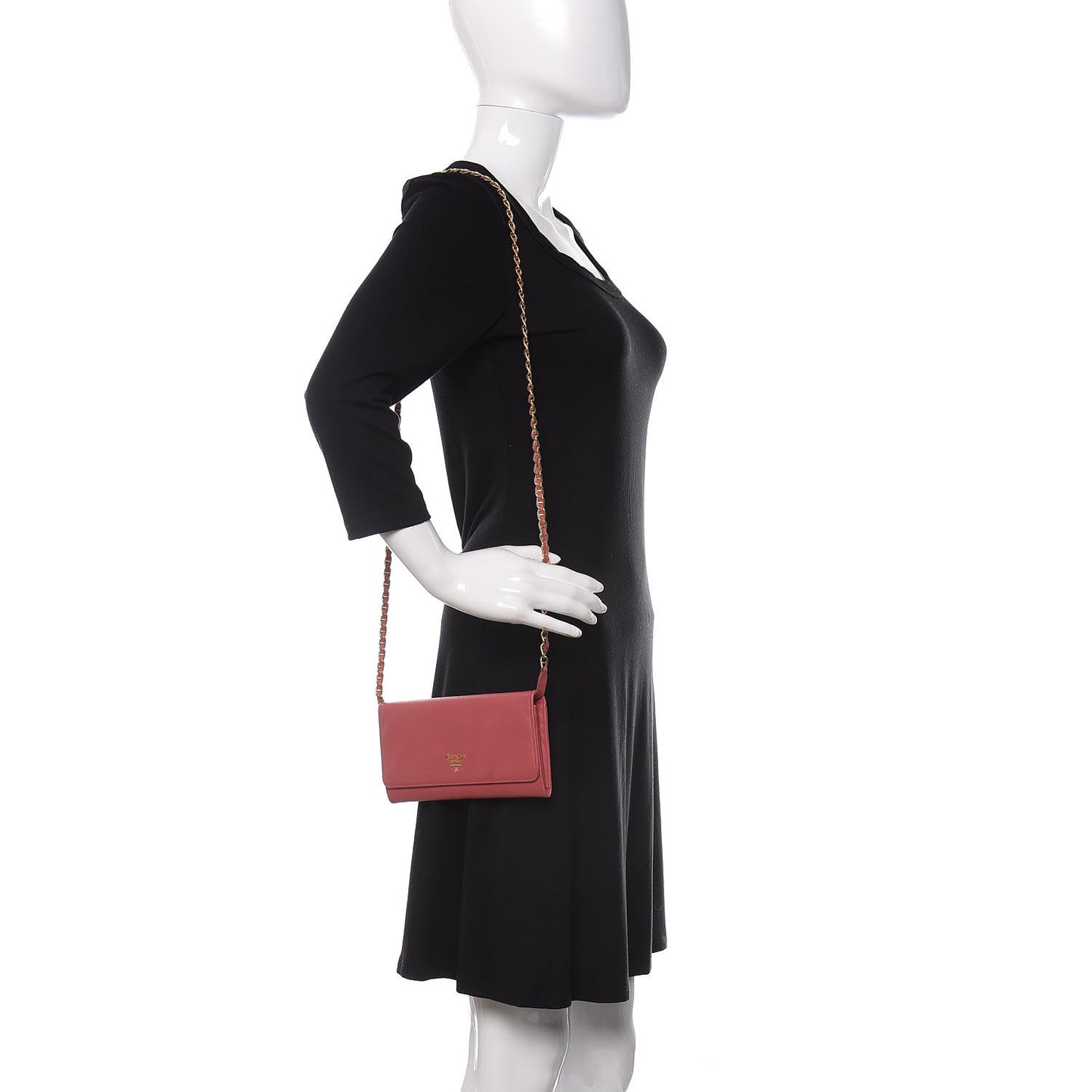 Saffiano Metal Oro Chain Wallet Peonia