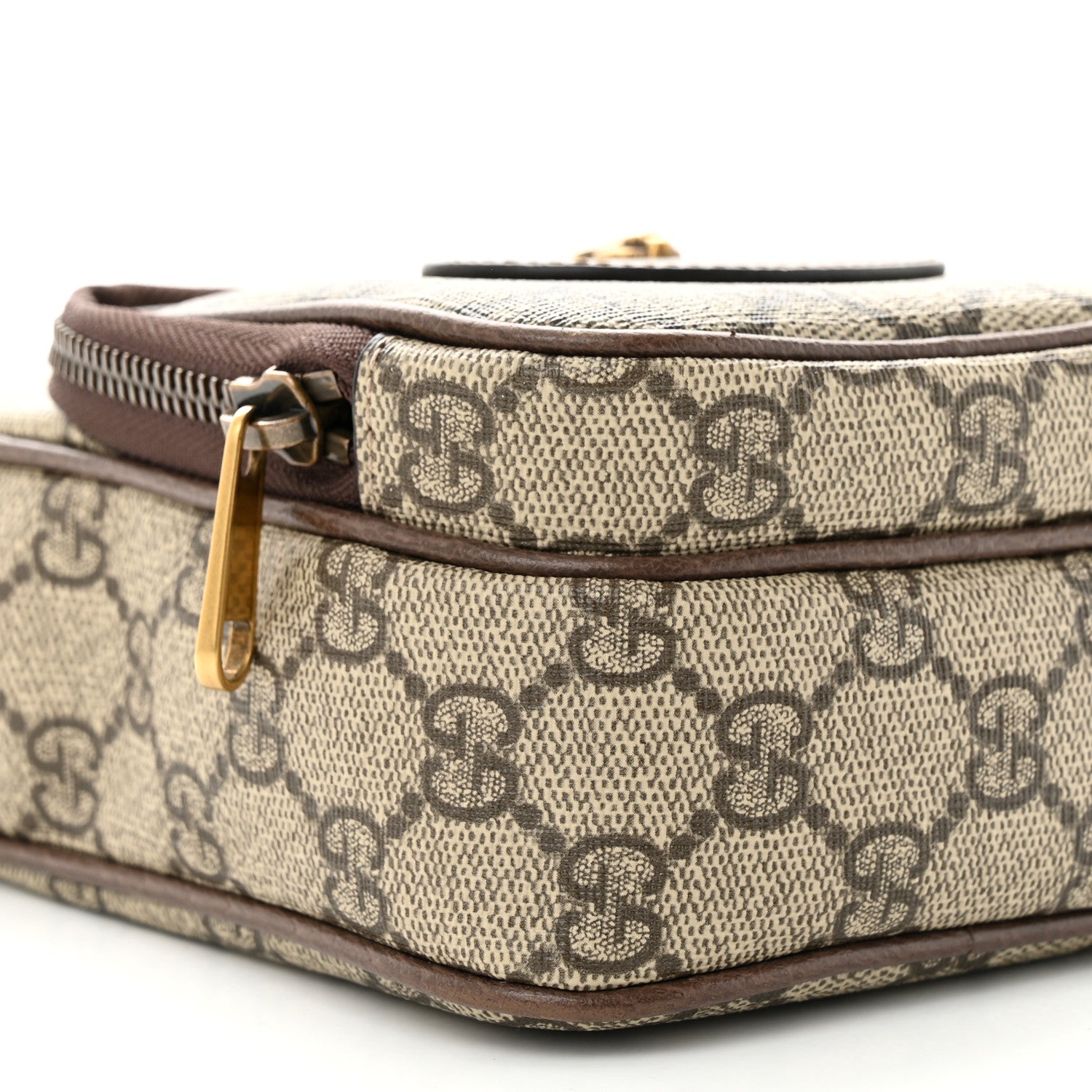 Gucci GG Supreme Monogram Mini Neo Vintage Double Zip Messenger Bag Beige New Acero Crop 9 of 10