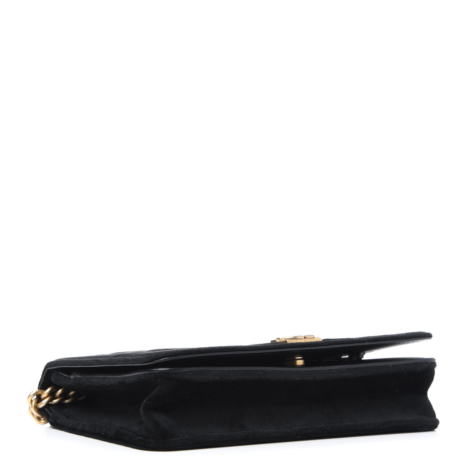 Chanel Velvet Quilted Boy Wallet On Chain WOC Black 4 of 14