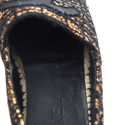 Chanel Metallic Tweed Grosgrain CC Espadrilles 40 Black Gold 10 of 10