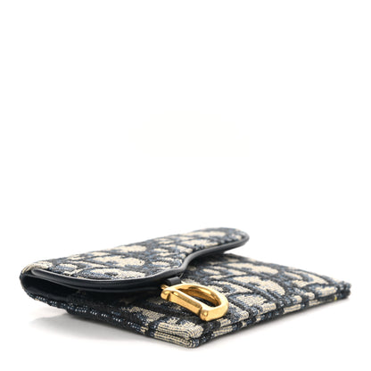 Christian Dior Oblique Saddle Card Holder Blue 4 of 9