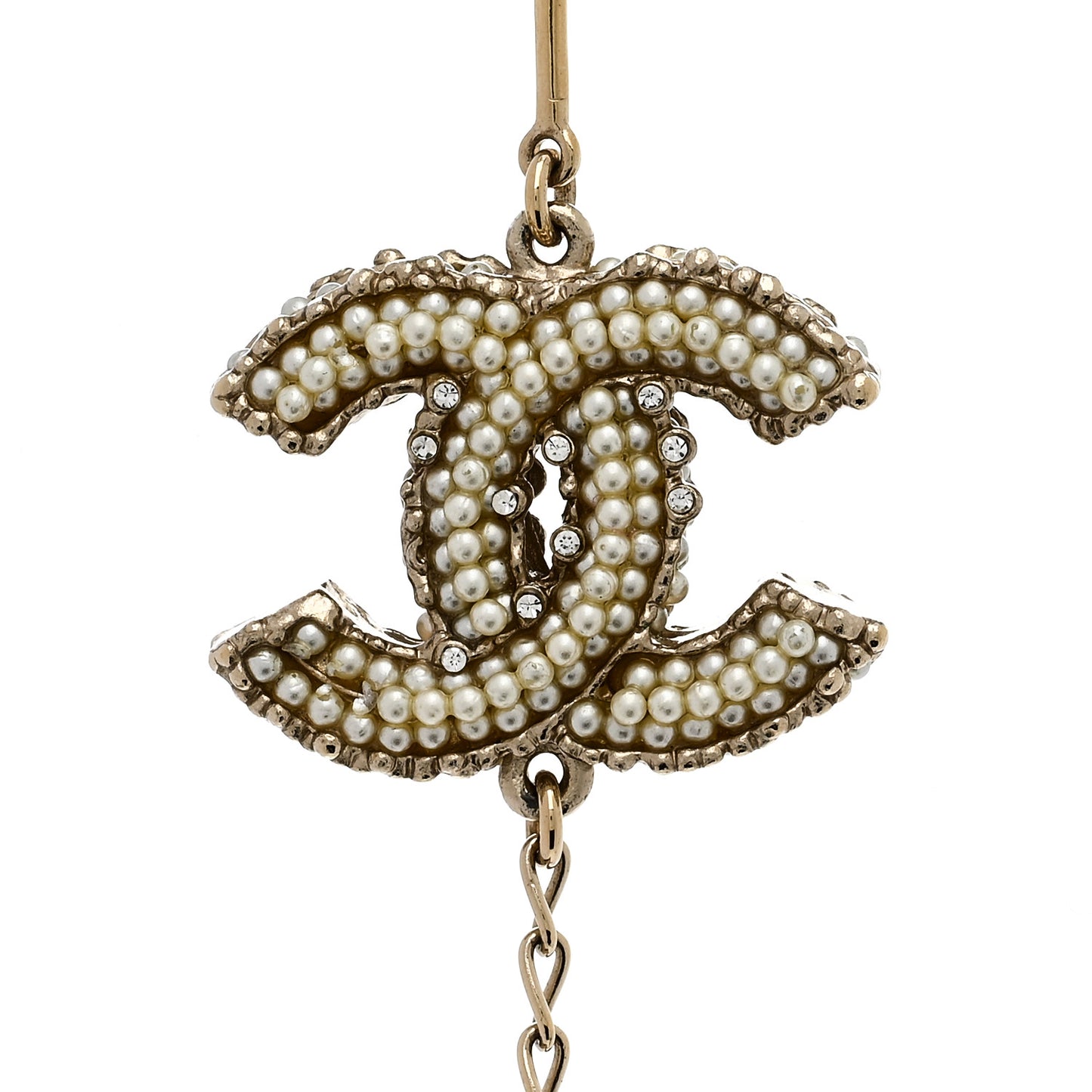 Pearl CC Long Necklace Gold