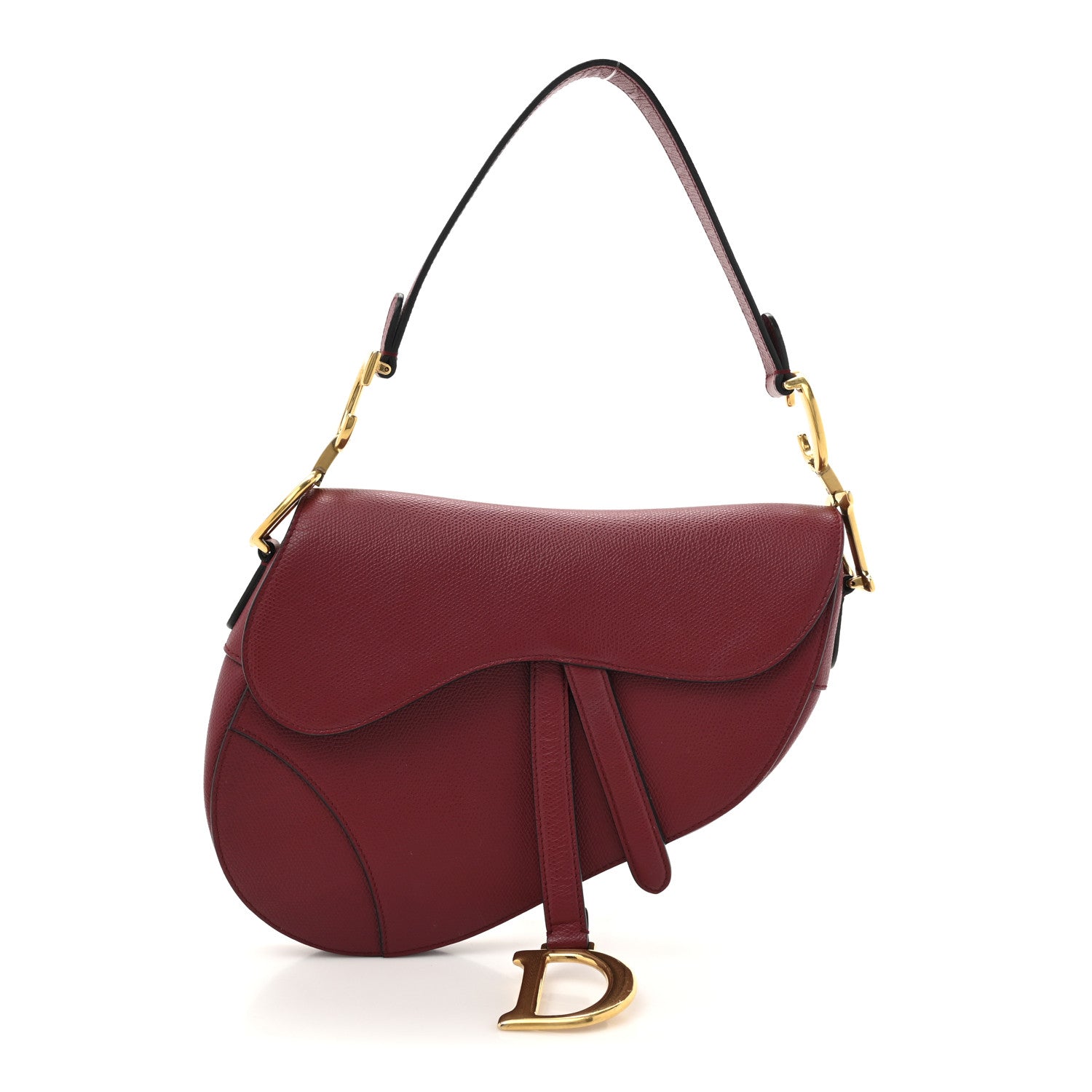 Christian Dior Grained Calfskin Saddle Bag Red 1 of 13
