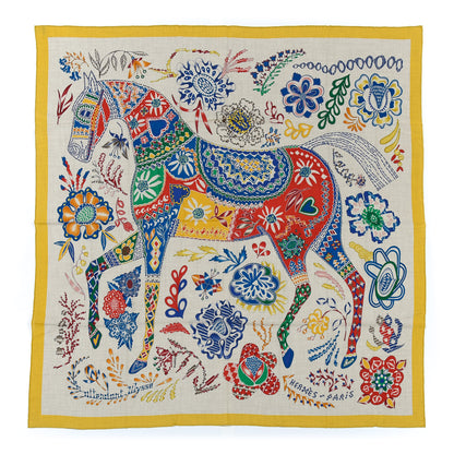 Hermes Cashmere Silk En Attendant Ulysse Shawl 140 Naturel Jaune D'Or 1 of 6