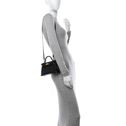 Hermes Chevre Chamkila Mini Kelly Sellier 20 Black 2 of 12