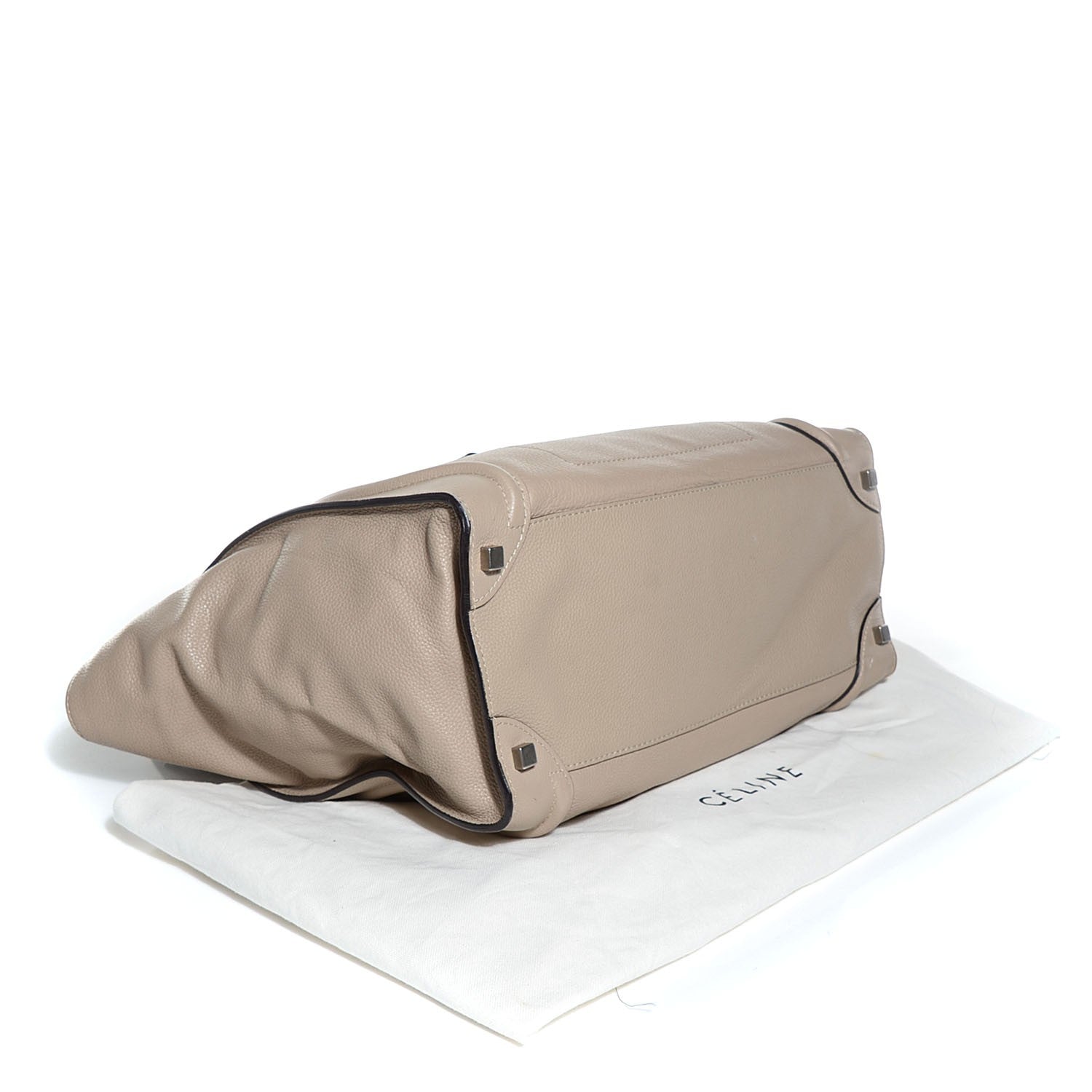 Celine Drummed Calfskin Shoulder Luggage Dune 4 of 8