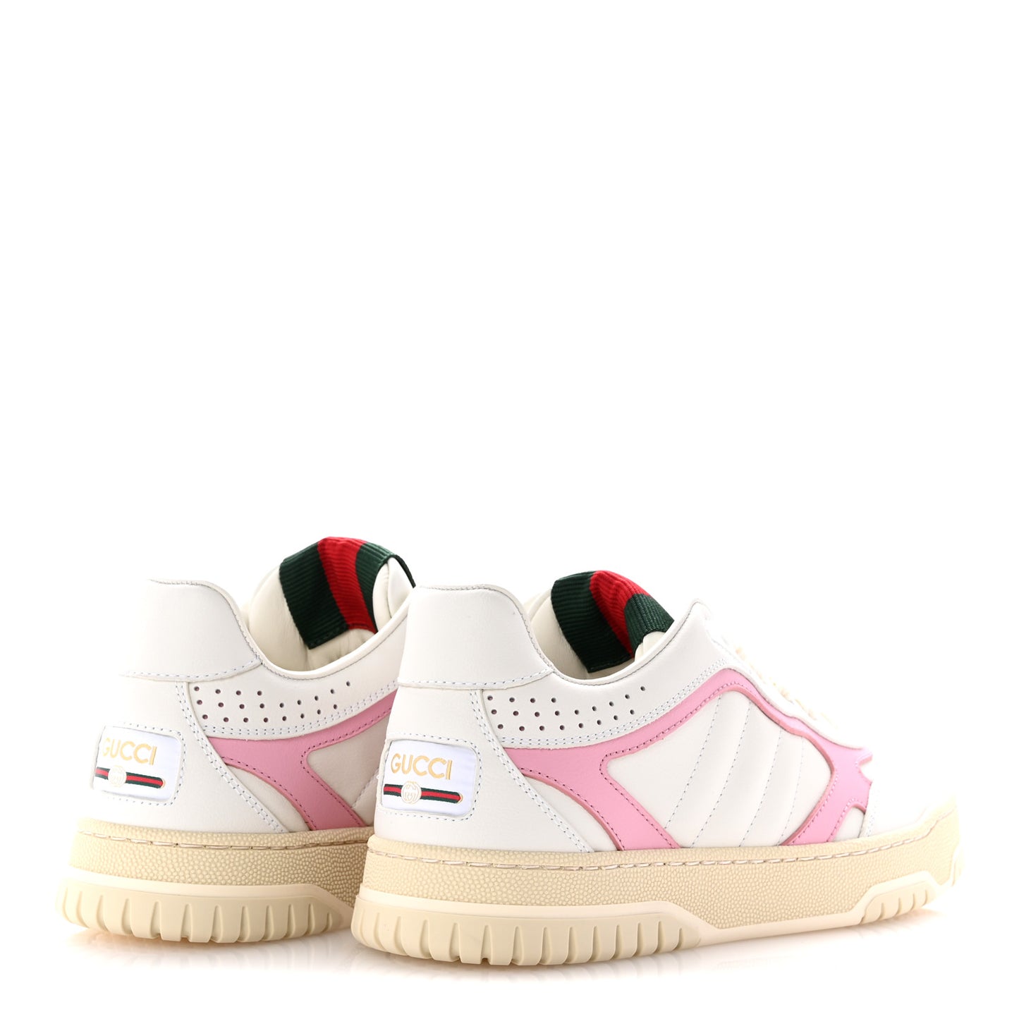 Calfskin Womens Re-Web Sneakers 35 White Pink