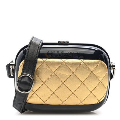 Chanel Lambskin Quilted Plexiglass Box Bag Black Gold 1 of 11