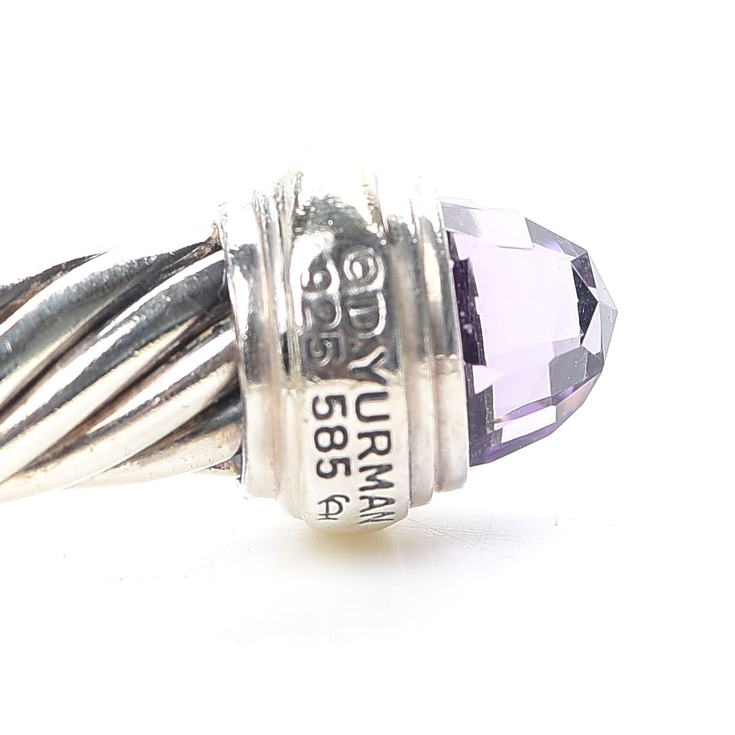 Sterling Silver 14K Yellow Gold Amethyst 7mm Cable Classics Bracelet